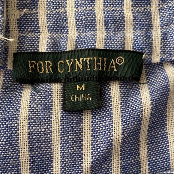 ForCynthia Linen Blend Striped Knee Length Shift Dress M - Picture 10 of 11